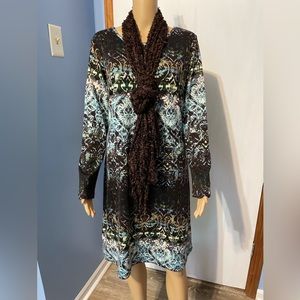 Women’s Brown & Turquoise/Blue Knit Dress, Size Medium